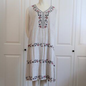 J. Jill Linen Embroidered Sundress XL NWT
